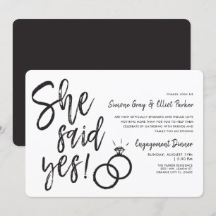 Invitación Ella Dijo Que Sí   Cena de compromiso de dos anill