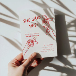 Invitación ¡Ella Dijo Que Sí! Ducha nupcial ilustrada