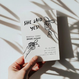 Invitación ¡Ella Dijo Que Sí! Ducha nupcial ilustrada