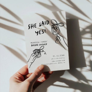 Invitación ¡Ella Dijo Que Sí! Ducha nupcial ilustrada
