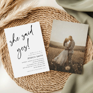 Invitación Ella dijo que sí Elegante foto de ducha de novia m