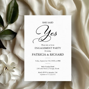 Invitación Ella dijo que sí Elegante guión Fiesta de compromi