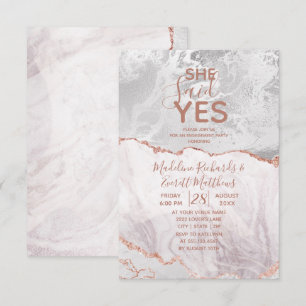 Invitación Ella Dijo Sí Fiesta de Compromiso Blanco y Rosa Do