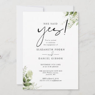 Invitación Ella Dijo Sí Fiesta de Compromiso de Floral Verdor