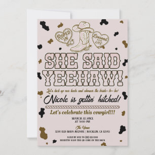 Invitación Ella Dijo Yeehaw Rosa Despedida de Soltera Campest