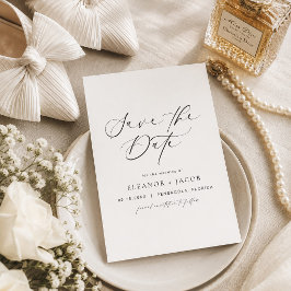 Invitación ELLA Elegante Script de Fotografía Guarde la Fecha