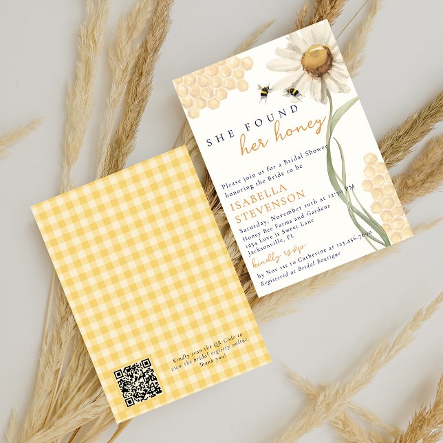 Invitación Ella Encontró su Código QR de Abeja de Miel Desped (Subido por el creador)