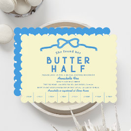 Invitación Ella encontró su Desayuno de Boda de lazo azul de 