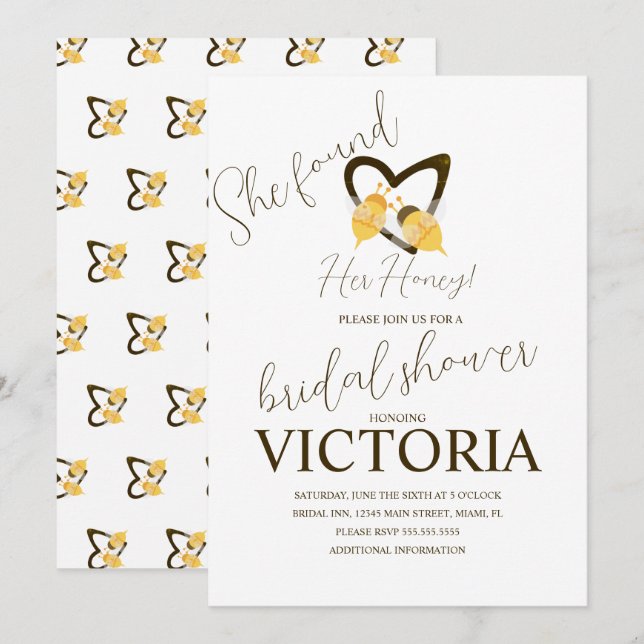 Invitación Ella encontró su Desayuno de Bodas de las Abejas A (Anverso / Reverso)