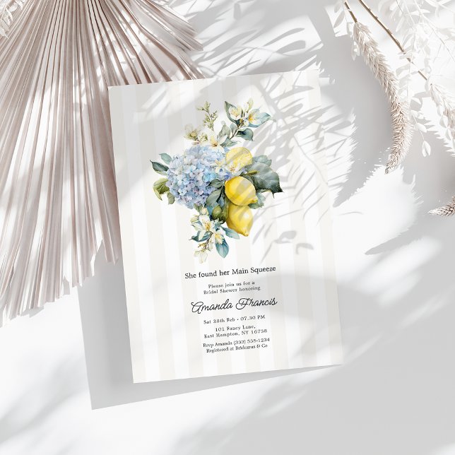 Invitación Ella Encontró su Despedida de Soltera con Hydrange (She Found Her Main Squeeze Hydrangea Bridal Shower Invitation)