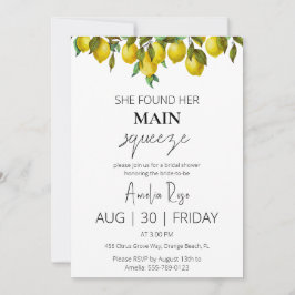 Invitación ella encontró su ducha de novia exprimida principa