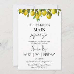 Invitación ella encontró su ducha de novia exprimida principa