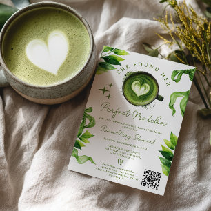 Invitación Ella Encontró Su Matcha Verde Perfecto Qr Nupcial