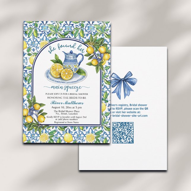 Invitación Ella Encontró Su Principal Squeeze QR Code Bridal  (Subido por el creador)