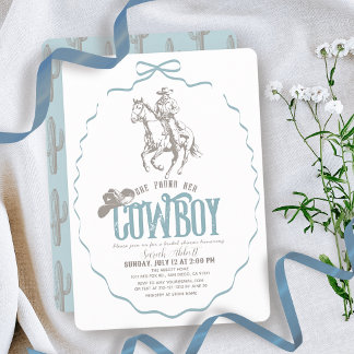 Invitación Ella Encontró Su Vaquero Dusty Blue Despedida de S