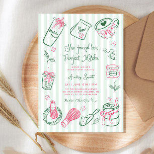 Invitación Ella Encontró Sus Rayas Perfectas de Matcha Desped