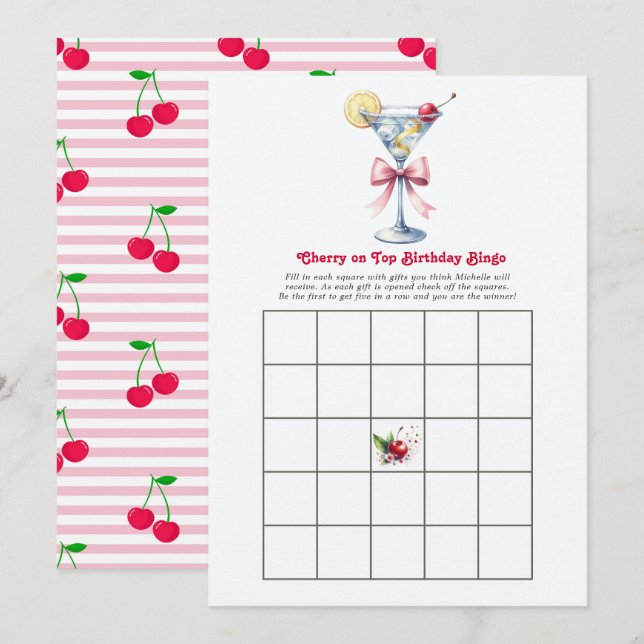 Invitación Ella es el Martini Cereza en la Parte Superior Bin (Anverso / Reverso)