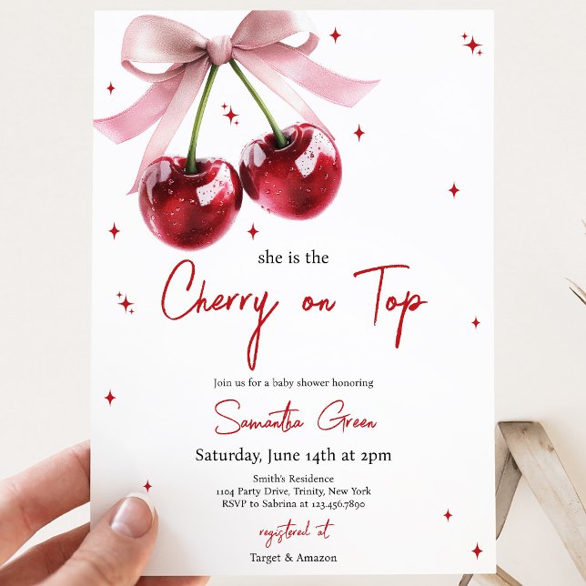 Invitación Ella es la Cereza de la Cima Fiesta de Bebé (Subido por el creador)