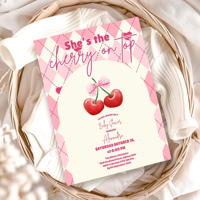Invitación Ella es la cereza en el Baby Shower superior (Subido por el creador)