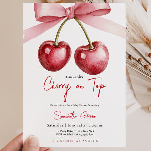Invitación Ella es la Cereza en la Parte Superior Baby Shower