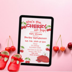 Invitación Ella es la CEREZA en la parte superior Fiesta de B