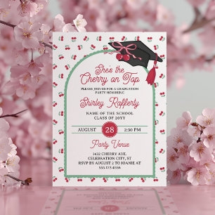 Invitación Ella es la Fiesta de Graduación de la Cereza en la