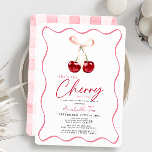 Invitación Ella es la guinda del top Ribbon Gingham Baby Show