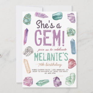 Invitación Ella es un cumpleaños de rock de geología de gemas