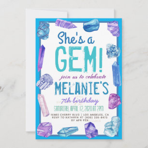 Invitación Ella es un cumpleaños de rock de geología de gemas