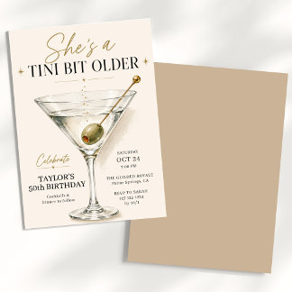 Invitación Ella es un poco mayor Cumpleaños Martini