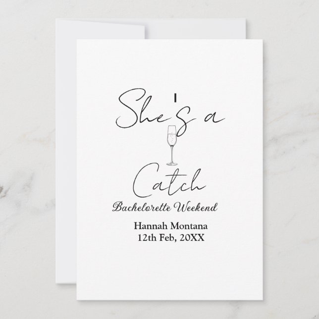 Invitación Ella es una captura botella de champán fin de sema (Anverso)