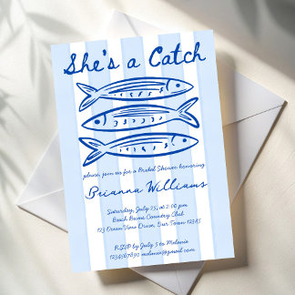 Invitación Ella es una captura sardinas pescado ducha de novi