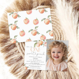 Invitación Ella es una dulce Chica de Peach primer cumpleaños