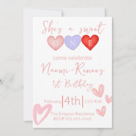 Invitación Ella es una dulce primera cumpleaños