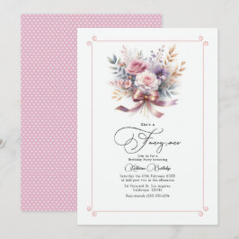 Invitación "Ella es una elegante" Cumpleaños con lazo floral