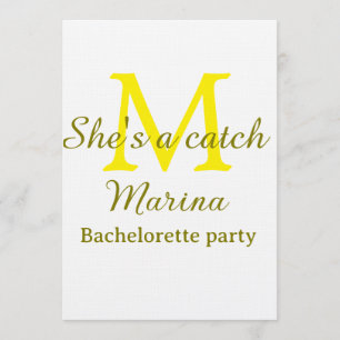 Invitación Ella es una fiesta de soltera de monograma amarill