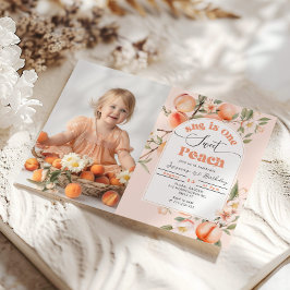 Invitación Ella es una foto dulce de Peach el primer cumpleañ