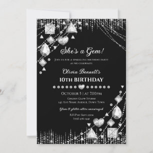 Invitación Ella es una gema diamante piedra preciosa glam cum