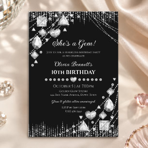 Invitación Ella es una gema diamante piedra preciosa glam cum