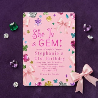 Invitación Ella Es Una Joya Cumpleaños 21 Fiesta Moderna Joya