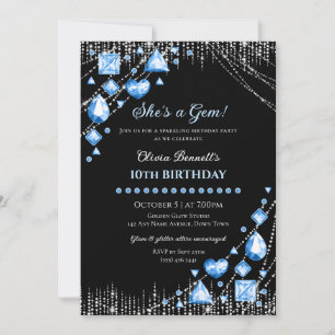 Invitación Ella es una joya cumpleaños glamuroso con gemas br