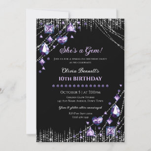 Invitación Ella es una joya cumpleaños glamuroso de gemas bri