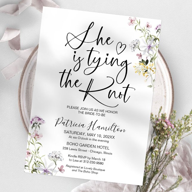 Invitación Ella Está Amarrando La Ducha Bridal Knot (Subido por el creador)