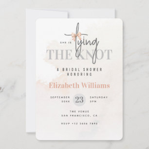 Invitación Ella Está Amarrando La Ducha De Novias Rosadas De