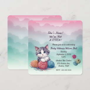 Invitación Ella está aquí No somos jóvenes nubes yarn