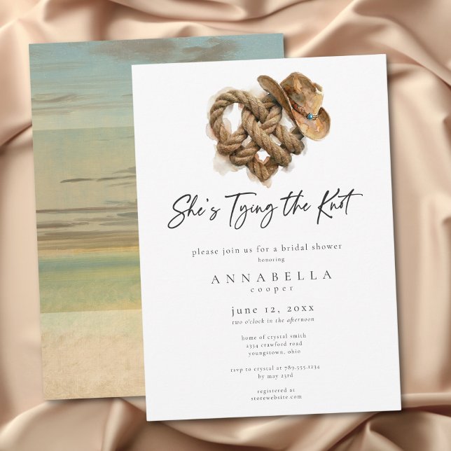 Invitación Ella está atando el nudo Despedida de soltera Cora (Shes Tying the Knot Western Heart Bridal Shower Invitation)