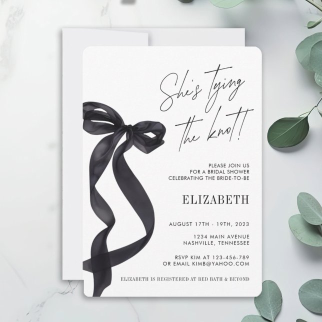 Invitación Ella está atando el nudo Fiesta de la ducha BRIDAL (Subido por el creador)