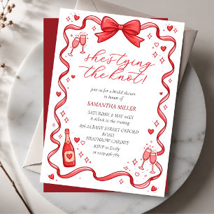 Invitación Ella está atando el nudo La ducha de novia con laz