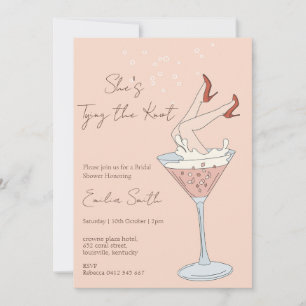 Invitación Ella está Atando el Nudo martini Despedida de solt