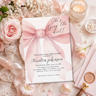Invitación Ella está atando el nudo Rosa Arco Despedida de so